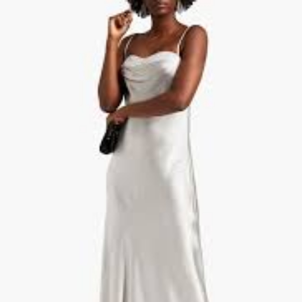 AMANDA WAKELEY Holzer Light Grey Satin Slip Dress